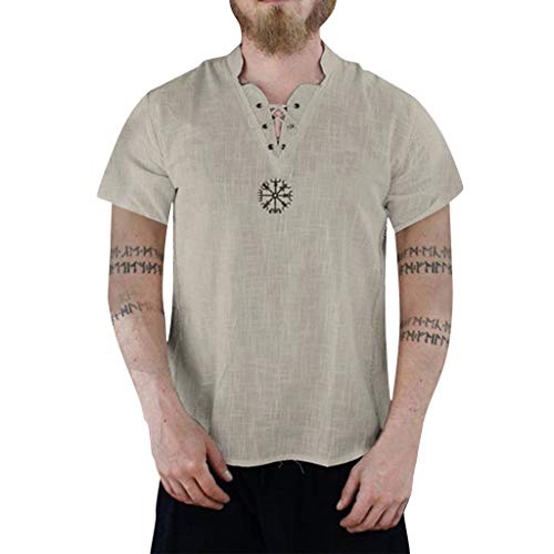 Preisvergleich Produktbild BHYDRY Herren Sommer Fashion aus Reiner Baumwolle und Hanf Kurzarm bequemes Top