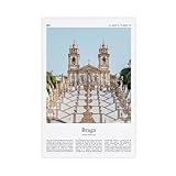 Póster fotográfico Braga con impresión a color real de Braga, póster de viaje, regalo de viaje al norte de Portugal, impresión minimalista de ciudad, arte de pared, lienzo decorativo, sin marco, 30,5