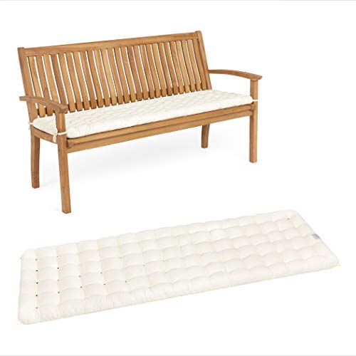 HAVE A SEAT Luxury - Sitzpolster für Gartenbank, Bequeme Gartenbankauflage, waschbar bis 95°C, Pflegeleichte Polster Auflage für Sitzbank, Made in Germany (180 x 48 cm, Weiß) Cover