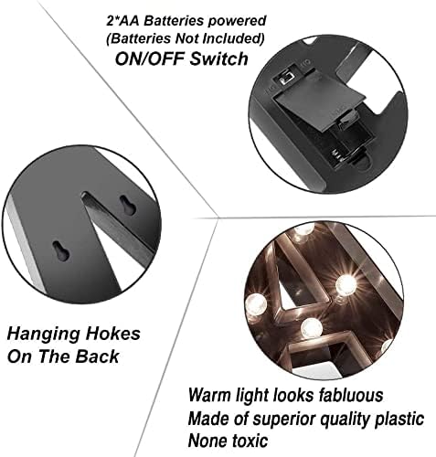 Miniatura 4 de Luces LED de números de letras 26 letras del alfabeto y números arábigos del 0 al 9, lámparas decorativas de marquesina negras para eventos, bodas,