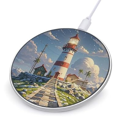 Lighthouse Wireless Charger with Aluminum Alloy Frame Qi Certified Fast Wireless Charging Pad 10W Charging Station Portable Phone Charger for All Wireless Charging Phone