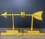 Semid Modern Metal Bookends,Industrial Arrow Bookends for Shelves,Desk, Bookshelf, Room, Home Office Decor (Gold)