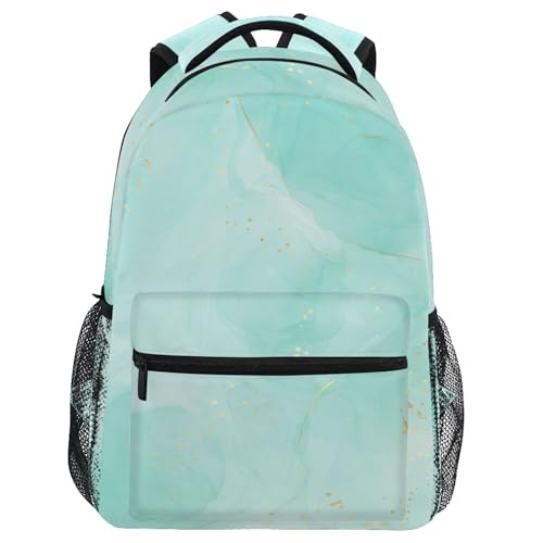 Wamika Turquoise Tie Dye Backpack for School Marble Aqua Girls Boys Backpack Bookbag Kids Children Teens Backpacks for Age 6-16 M