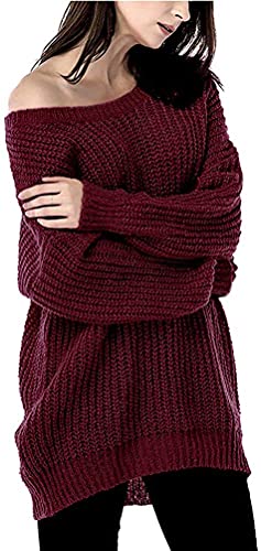 ARJOSA Women's Fall Sweaters Pullover Oversized Crew Neck Long Sleeve Knit Sweater Tunic Tops3