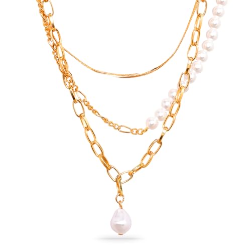 Image of Rubans Link Chain Necklace Gold Plated Western Style Trendy Jewellery Gift for Women & Girls