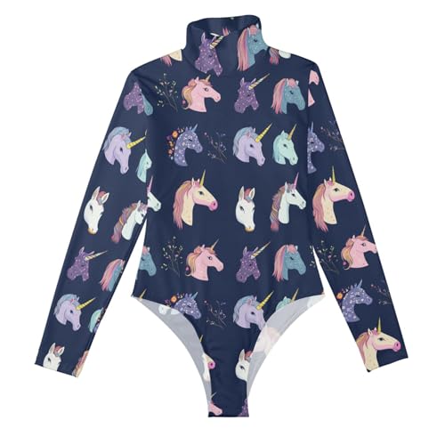 Haut sexy licornes bleu marine col roulé manches longues femme taille M