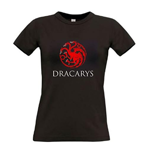 B & C Camiseta Mujer Negra Dracarys Juego de Tronos Khaleesi Algodon 190grs (M)