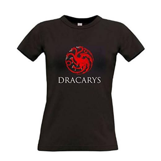 B & C Camiseta Mujer Negra Dracarys Juego de Tronos Khaleesi Algodon 190grs (M)