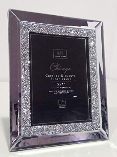 Karina Bailey Glamorous Mirror Crushed Diamante Glass Mirrored Photo frame 5”x7” Gifts