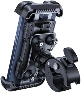 Lamicall Motorbike Phone Holder [Dual Anti-Shock] - 2024 Motorcycle Phone Mount, Universal Bike Phone Holder for iPhone 15 14 13 12 11 Pro Max Plus Mini, Samsung S23, Huawei, 4.7-6.8" Phone - Black