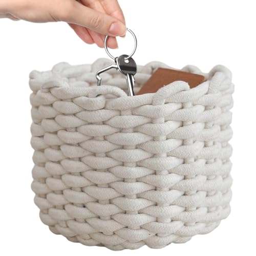 Djowyh Panier Range-Tout Tressé - Organisateur de Maquillage en Corde de Coton pour Coiffeuse,Bac...