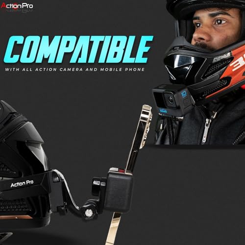 Action Pro 3M Slim Flexible Helmet Chin Mount Strap Compatible with GoPro Hero 13 12 11 10 9 8 7 6 5 4, SJCAM, DJI Osmo 5 4, Insta 360 x4 x3, SJCAM, Xiaomi, Yi Action Cameras (Black)