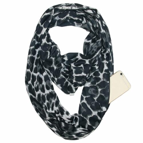 Fashion Constellation Pattern Infinity Scarf with Zipper Pocket for Women & Men