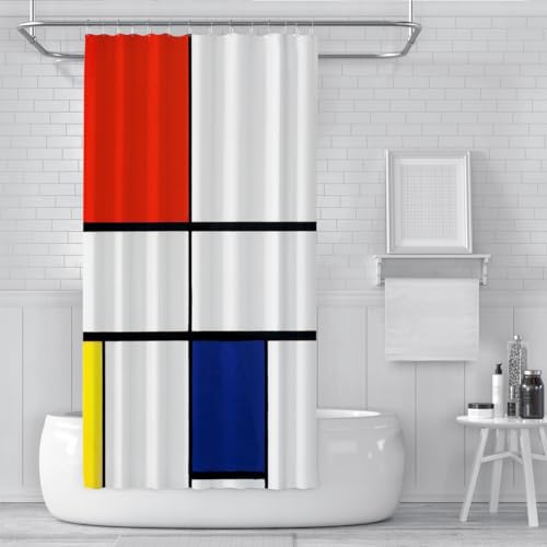Rideau de bain lavable et imperméable aux lignes abstraites - 3