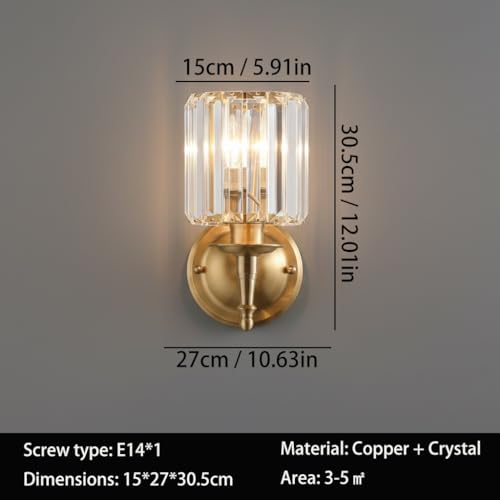 Lampara de pared de cristal K9 elimina sombras molestas aplique dorado moderno para espejo 6