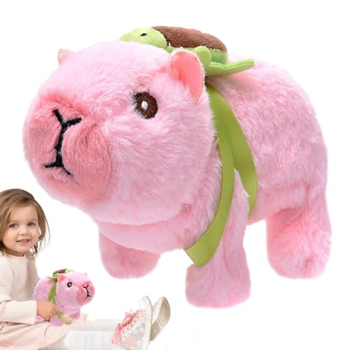 Genérico Mochila De Carpincho De Peluche con Tortuga | Lindo Peluche Animal Carpincho Eléctrico | Juguete Eléctrico Niños Y Niñas Más 3 Años