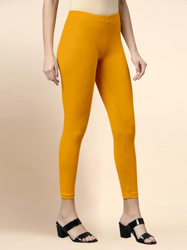 Image of TRENDMALLS Women's Microfiber Elastane Stretch Soft Cropped Leggings with Ultrasoft Waistband for Women