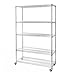Seville Classics UltraDurable Commercial-Grade 5-Tier NSF-Certified Steel Wire Shelving with Wheels, 48" W x 18" D, Chrome