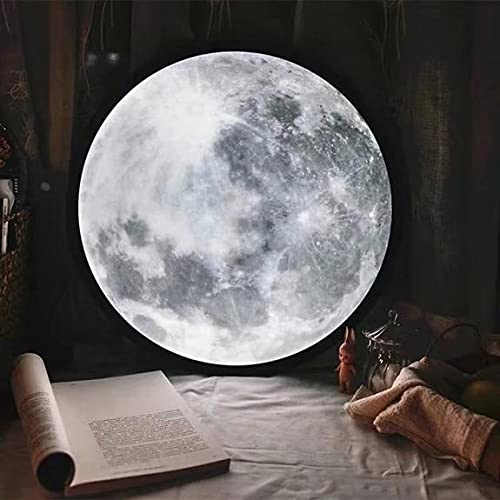 Magic Moon Mirror Illuminated Moon Mirror, Makeup Mirror Lunar Luminous Mirror with 3 Brightness Lights, Moon Magic Mirror Decoration Night Light Mirror Turns to Illuminated Moon (9.84")