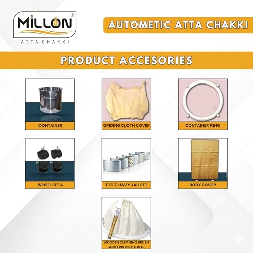 Image of Fully Automatic Domestic Flour Mill | Ghar Ghanti for Home | Multi-Grain Atta Maker (Wheat, Rice, Dal) | Energy Efficient Motor | Compact Design | Standard Accessories Included