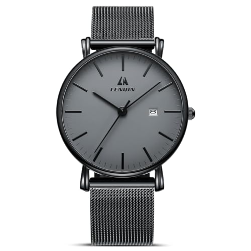 LN LENQIN Uhren Herren Edelstahl Herren Uhr 30m wasserdichte...