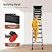 12 Steps Retractable Folding Loft Ladder, Black Ladder Extension Loft Stairs,11.48in Pull Down Wall Telescopic Fold Ladder with Pull Rod 661.39lbs Capacity, Without Noises, Toolbox, Handrails