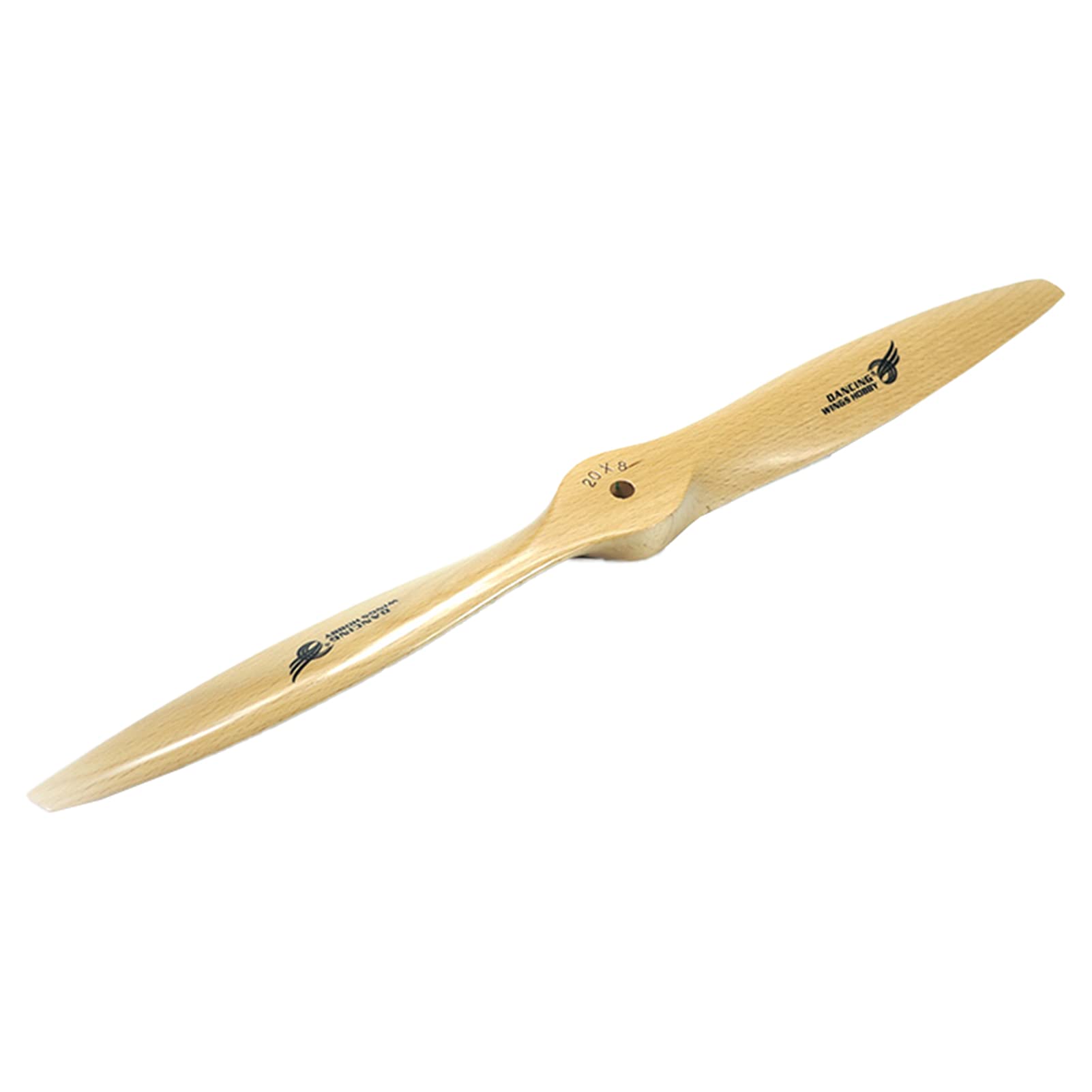 Dancing Wings Hobby Hélice en bois de hêtre 20 x 8 pour avion RC moteurs nitro et essence, longueur 508 mm, pas de 203 mm, moyeu de 46 mm, trou de 10 mm, épaisseur 20 mm, poids 105 g