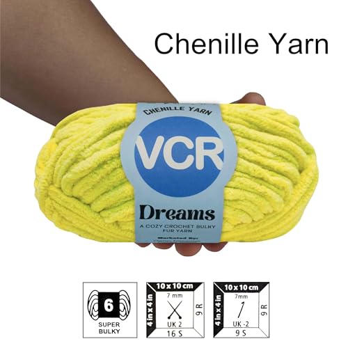 Image of VCR Corn Yellow, 100 Grams Hank, 60 Meters Length, Premium Polyester Ball for Crochet and Knitting, Pack of 1 Yarn, Soft and Bulky Fur Suitable for DIY