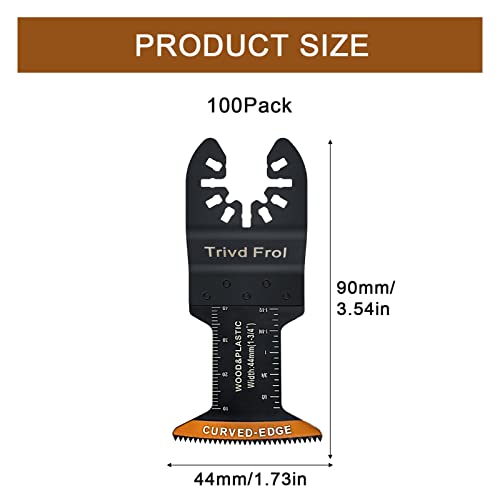 Trivd Frol 2400024710 100Pcs Curved-Edge Oscillating Tool Blades Professional Universal Oscillating Saw Blades Wood Multitool Blades Compatible thumb #1
