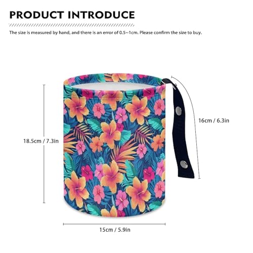 Image of Tropical Flower Trash Bag, Car Trash Can Cute, Portable, Collapsible for Back Seat, Floor, or Hanging Headrest Waste Basket - Car Garbage Accessory