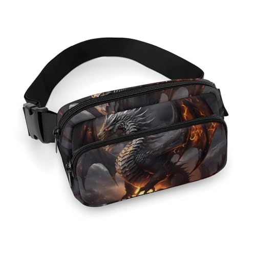 Cool Fire Dragon - Riñonera cruzada para mujeres y hombres, riñonera para entrenamiento, correr, viajes con correa ajustable