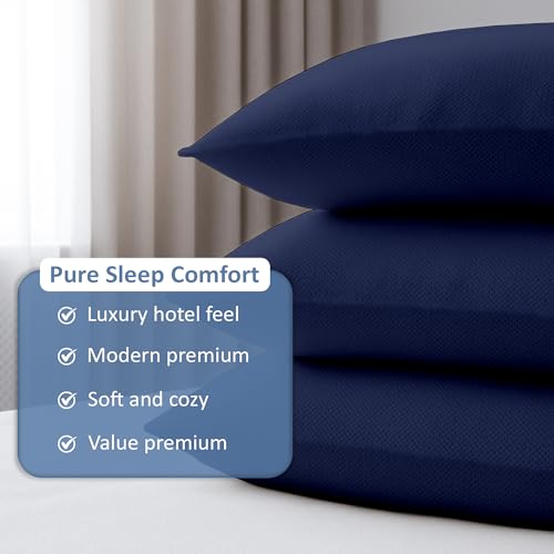 Image of ARLinen Sleeping Pillow Filler Set of 2 - Non-Woven Fabric, Fluffy Cotton Filling, Home, Hospital, Hostel & Travel Use - Navy Blue 17x27 Inch
