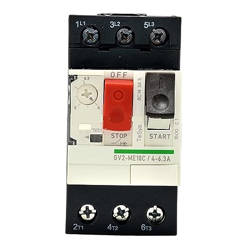 Disyuntor GV2ME10C con rango ajustable 4-6.3A para evitar sobrecargas en motores trifásicos