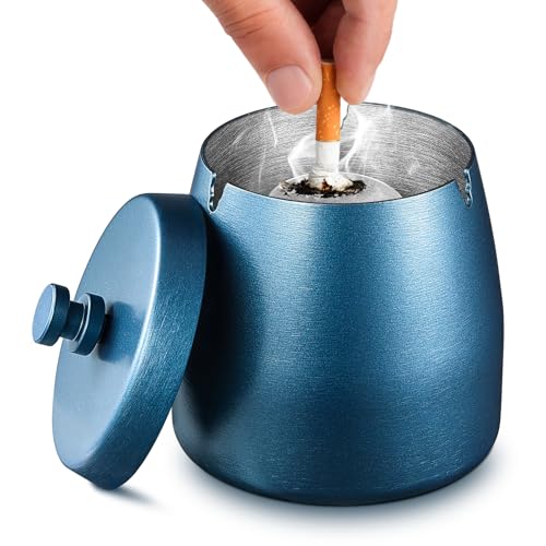 Tatxmalv Windproof Outdoor Cigarette Ashtray, Black Ceramic Ashtray Etc, Retro Ashtray with Lid for Home and Office Decoration, Outdoor Ashtray (Blue) Tatxmalv Windproof Outdoor Cigarette Ashtray, Black Ceramic Ashtray Etc, Retro Ashtray with Lid for Home and Office Decoration, Outdoor Ashtray (Blue)