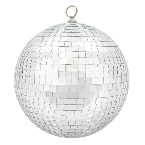 Bola espejada plateada de 8 pulgadas Celebrate It – Gran bola de espejos para decoración de fiestas, pisos de baile, eventos y celebraciones en interiores miniatura 1