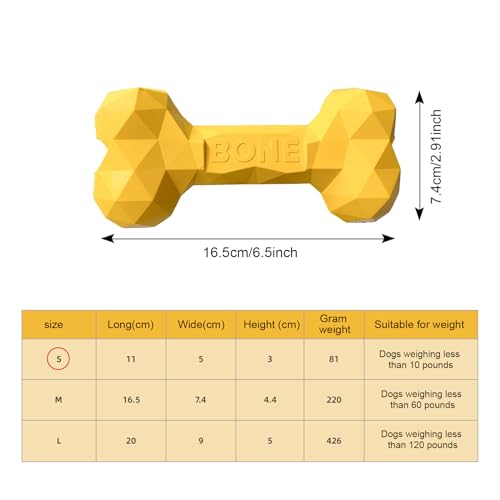 SAVOSWEET Kauspielzeug Hund Knochen Gummi, Hundespielzeug Knochen Unzerstörbar, Hundeknochen Kleine Hunde Gelb, Geeignet für Hunde Innerhalb von 5 Kg, Hundespielzeug zur Zahnreinigung