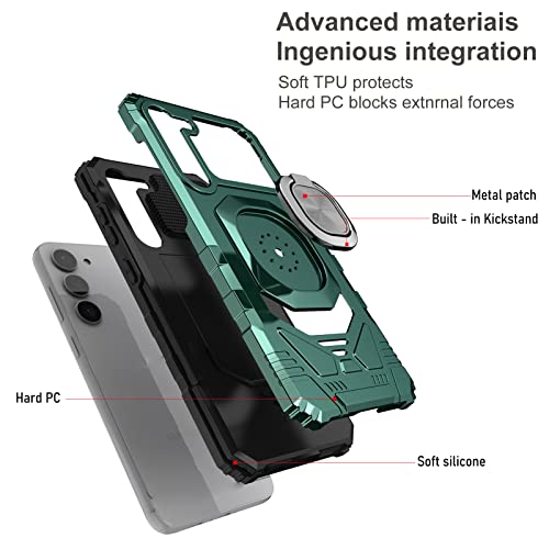 Ailiber Phone Case For Samsung Galaxy S23 Plus 5G, Samsung S23+ 5G Case With Screen Protector, Ring Kickstand For Magnetic Car Mount, Heavy Duty Shockproof Protective Cover For Galaxy S23 Plus-Green #TOP2