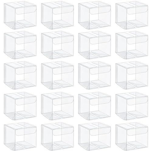 HoAhaMay 25pcs Mini boîte - cadeau transparente, boîte carrée en plastique pliable, boîte en PET transparente, pour bonbons, Les cookies，chocolat, mariage, fête, anniversaire, boîte - cadeau de Noël