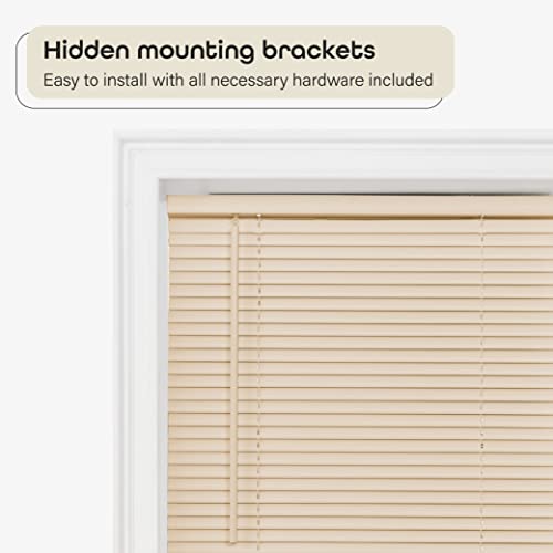 Image of Cordless Room Darkening Mini Blind - 46 Inch Width, 64 Inch Length, 1 inch Slat Size - Alabaster - Cordless GII Deluxe Sundown Horizontal Windows Blinds for Interior By Achim Home Decor