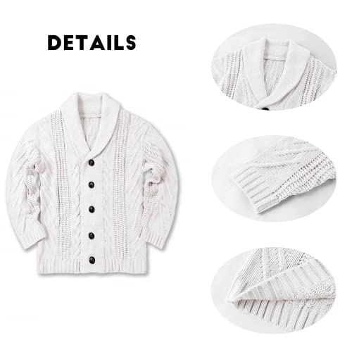 Image of Karlywindow Mens Cable Knit Cardigan Sweater Shawl Collar Loose Fit Long Sleeve Casual Cardigans