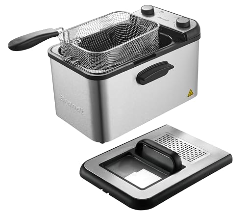 Brandt FRI4200 – Friteuse électrique 4,2L en Inox – Thermostat réglable 130-190°C – Couvercle avec hublot – Cuve amovible – 3000W – Facile à nettoyer – Acier inoxydable