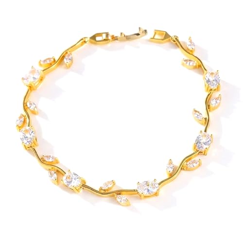Image of druenza Tulip Bracelet for Women Stylish | Gold Plated Floral Crystal Jewellery | Elegant Adjustable Chain Bracelet for Girls Stylish | Trendy Daily Wear Party Jewelry Gift for Women & Girls