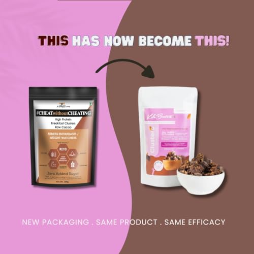 Image of Kilobeaters Clusters Muesli, Low Carb Breakfast Cereals With High Protein, No Added Sugar, Diet Food, Raw Cacao (400 gm) Pack of 1