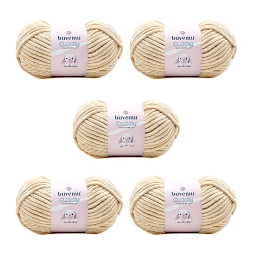 Image of Cuddly Velvet Chenille Yarn, Super Soft Fluffy Bulky for Knitting Crocheting Blanket Amigurumi, Durable for Shedding, 100 Gram (3.53 Ounces) 109 Yards (100 Meters) (Light Skin Tone) (5 Skeins)