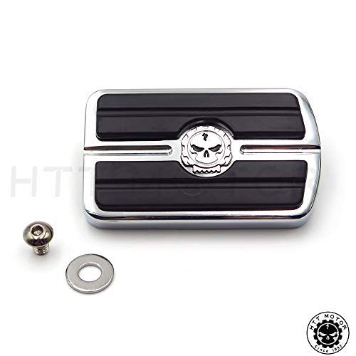 HTTMT MT216-052- CHROME SKULL REAR BRAKE PEDAL COVER Compatible with Harley Davidson Softail Dyna Electra Glide