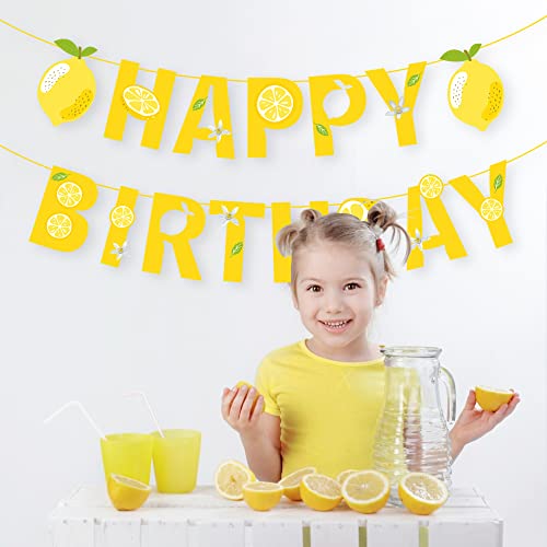 BHNACIER Lemon Banner Lemon Happy Birthday Banner Lemonade Birthday Party Banner Lemon Party Decoration Lemonade Happy Birthday Sign for Summer Fruit Birthday Party Lemon Theme Bridal Shower Supplies by BHNACIER - Image 7