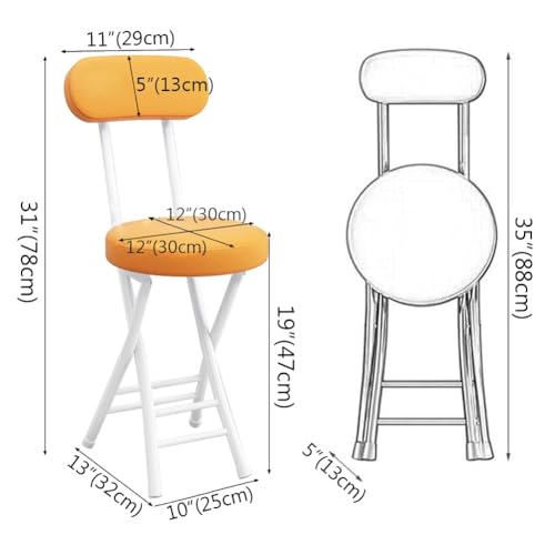 Tabouret de bar pliable compact avec dossier rembourré vert et stable - 3