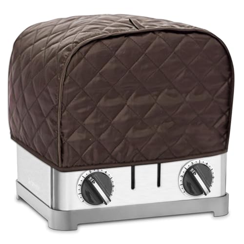 Boczif Toaster Dust Cover, Polyester Fabric Quilted Toaster, Kitchen Small Appliance Covers, Toaster Cover Fits for Most Standard Slice Toasters, Waterproof and Dust Protection (Brown, Large)