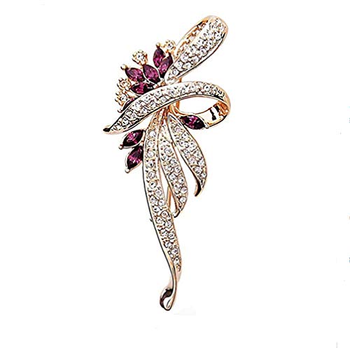 Qing Hui Brooch Vintage Elegant Unique Pearl Brooches Flower Ribbon Brooch Corsage Austrian Crystal Brooch Badge Pin Wedding for Women (Tango Flower)
