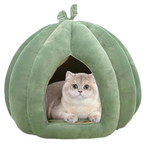 かぼちゃの猫ベッド、猫ハウスベッド | ハロウィンキャットハウスパンプキンキャットハウスキャットケイブベッド - パンプキンキャットハウス猫の隠れ家、猫の洞窟、子猫、小型犬、冬用の厚みのある猫ベッド